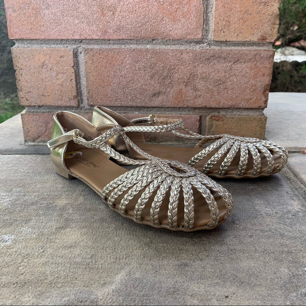 Strappy gold sandals